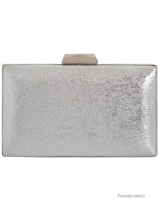 Handbags - Metallic Material Hard Case Evening Party Clutch with Crossbody Chain